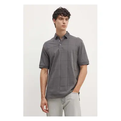 Armani Exchange polo de bumbac culoarea gri, neted, 6DZFLJ ZJ2ZZ