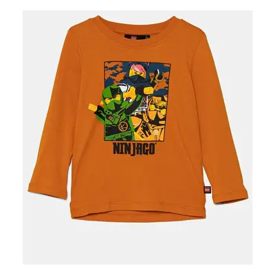 Lego longsleeve din bumbac pentru copii LWTANO 621 culoarea portocaliu, cu imprimeu, 12011285