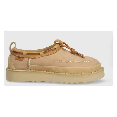 UGG papuci din piele întoarsă Tasman Crafted Regenerate culoarea bej, 1152747