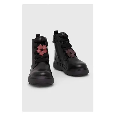 Camper ghete din piele pentru copii TWS Kids culoarea negru