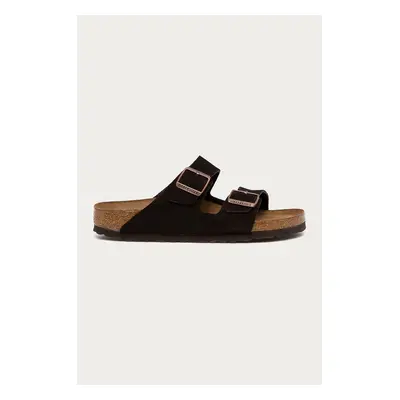 Birkenstock papuci din piele Arizona femei, culoarea maro, 951313