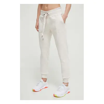 Dkny pantaloni de trening femei, culoarea bej, melanj