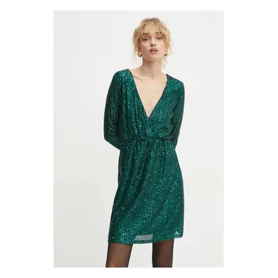 Morgan rochie RNINOU culoarea verde, mini, evazati, RNINOU