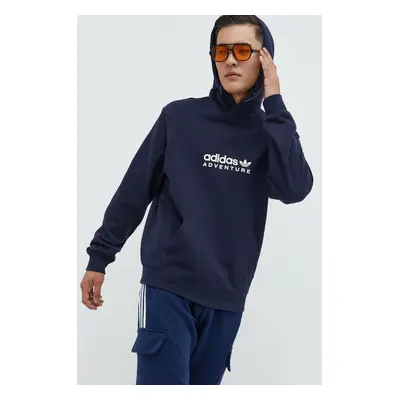 adidas Originals hanorac de bumbac barbati, culoarea albastru marin, cu imprimeu