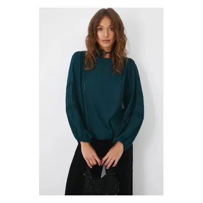 Medicine bluza femei, culoarea verde, in modele florale