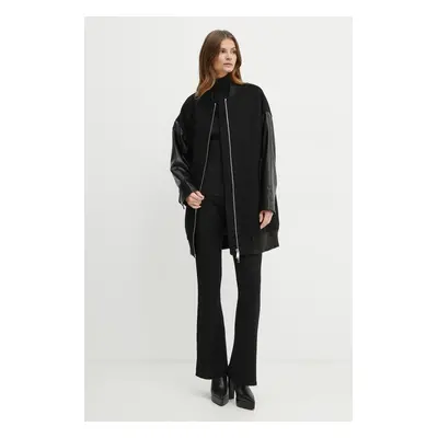 MICHAEL Michael Kors jacheta bomber din lana culoarea negru, de tranzitie, oversize, MF420FPBQA