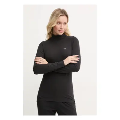 Emporio Armani Underwear bluză cu mânecă lungă cu amestec de lână culoarea negru, cu turtleneck,