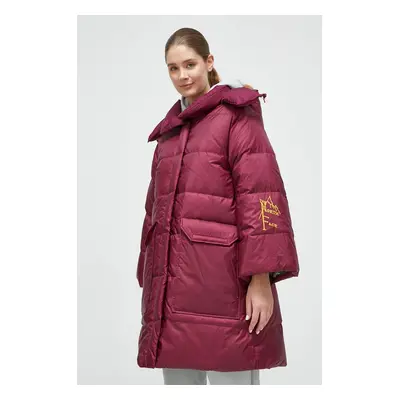 The North Face geaca de puf femei, culoarea bordo, de iarna, oversize