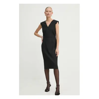 BOSS rochie din lana culoarea negru, mini, mulata, 50535279