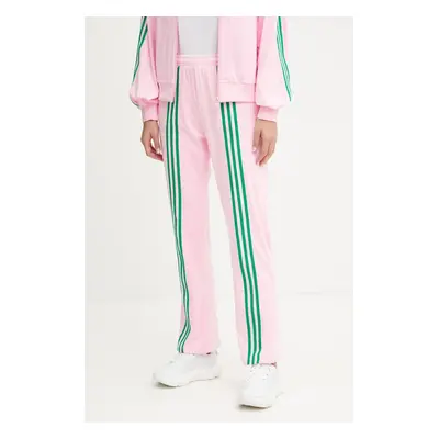 adidas Originals pantaloni de trening 70s Velour Track Pant culoarea roz, modelator, JN8289