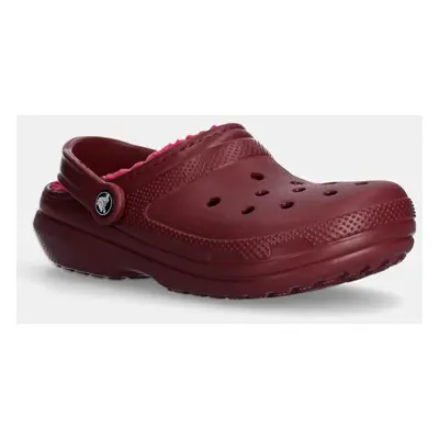 Crocs papuci de casă Classic Lined Clog culoarea roșu, 203591