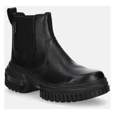 Sorel ghete chelsea de piele ONA AVE CHELSEA BOOT WP femei, culoarea negru, cu platforma, 210216