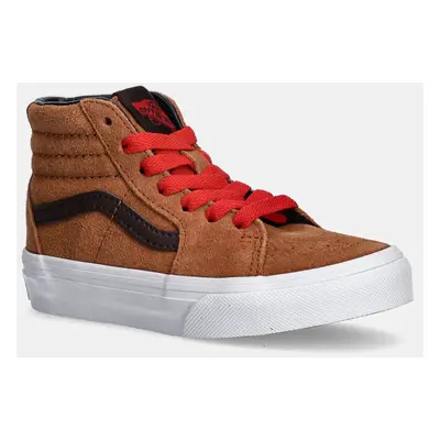 Vans adidasi de piele intoarsa pentru copii SK8-Hi culoarea bej, VN000CY9N1Z1