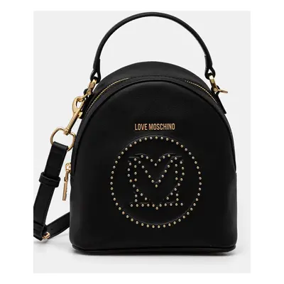 Love Moschino ghiozdan de piele femei, culoarea negru, mic, cu imprimeu, JC4069PP1