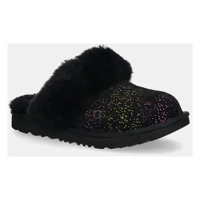 UGG papuci din piele intoarsa pentru copii COZY II SHIMMER SKY culoarea negru, 1157672K