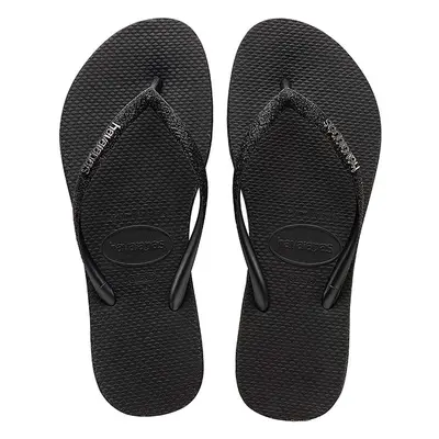 Havaianas slapi SLIM SPARKLE II femei, culoarea negru, cu toc plat, 4146093.0090