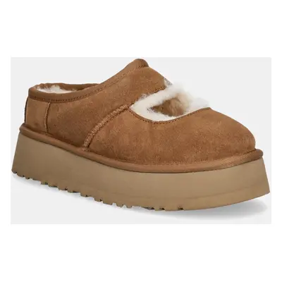 UGG papuci din piele intoarsa Bea Mary Jane culoarea maro, 1167612-CHE