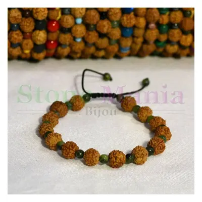 Bratara rudraksha 8mm si nefrit jad canadian 4mm