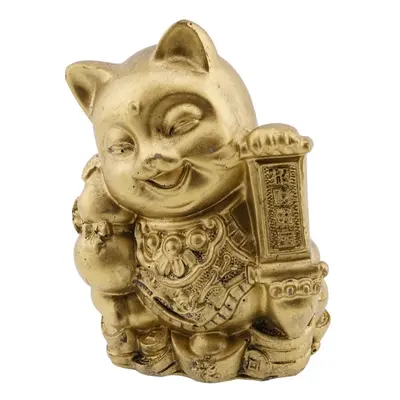 Statueta feng shui din rasina cu pisica maneki neko cu mantre si wu lou 93cm