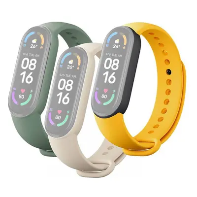 Set 3 curele Bratara fitness Xiaomi Mi Smart Band 6 - Ivory, Verde Maslin, Galben