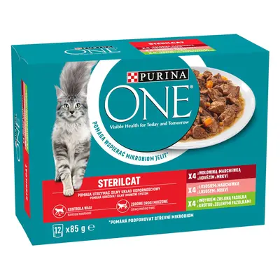 Purina ONE Sterilcat cu vită, somon, curcan și legume 6 x (12 x 85 g)