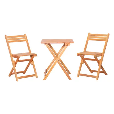 Outsunny Set Mobilier de Grădina din Lemn de Teak, Piese, Masa și Scaune Pliabile, Rezistent la 