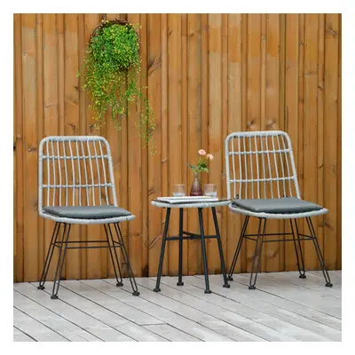 Outsunny Set Mobilier Grădină Piese din Ratan, Salon Exterior cu Măsuță de Cafea și Scaune, Idea