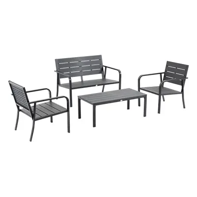 Outsunny Set Mobilier de Grădină Piese, Lamele din Plastic, Culoare Cafea | Aosom Romania