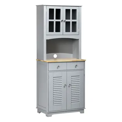 HOMCOM Bufet pentru bucatarie, Mobilier din lemn, dulap de bucatarie in stil clasic, Gri, 68x39.