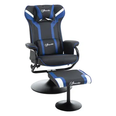 Vinsetto Scaun Gaming Ergonomic cu Taburet Suport Picioare Înclinare 130° Suport Lombar Negru și