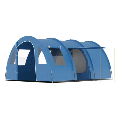 Outsunny Cort Tunel pentru Persoane, Cort de Camping cu Doua Camere, cu Podea Cusuta, Usi si Gea