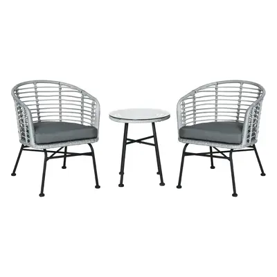 Outsunny Set Mobilier Exterior Piese din Ratan PE, Salon Grădină cu Masă și Scaune, Ideal pentru