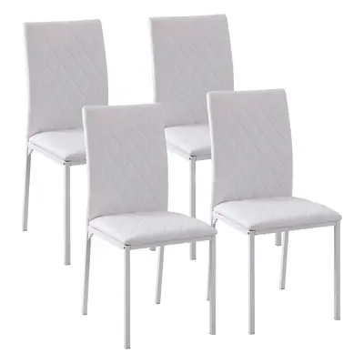 HOMCOM Set Scaune de Sufragerie cu Design Modern și Imitație de Piele, 41x50x92 cm, Alb | Aosom 