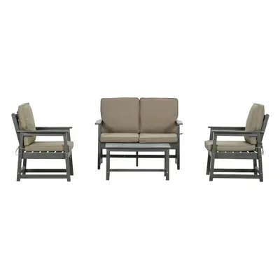 Outsunny Set Mobilier de Terasă din Piese, Set Canapea Dublă, Scaune și Măsuță de Cafea, 65x70x8