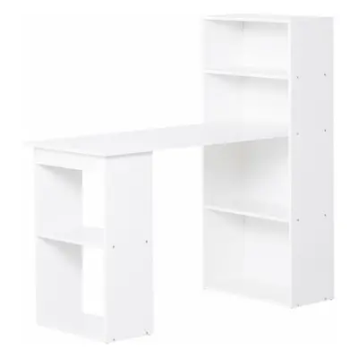 Birou alb modern cu biblioteca cu rafturi din PAL,120x55x120cm HOMCOM | Aosom Romania