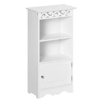 Dulapior pentru Baie din Lemn, Decor Floral Sculptat, Mobilier pentru organizare baie Alb HOMCOM