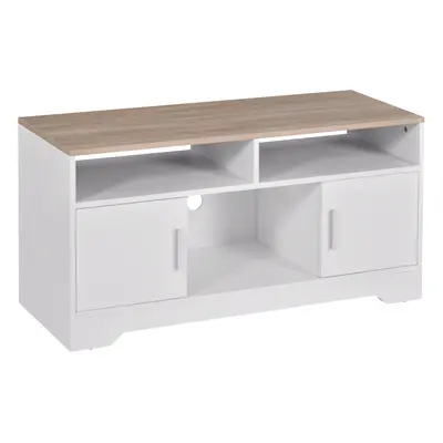 Mobilier pentru TV pana la 42", din fibra de lemn, 105x40x52cm, Alb si lemn natural HOMCOM | Aos