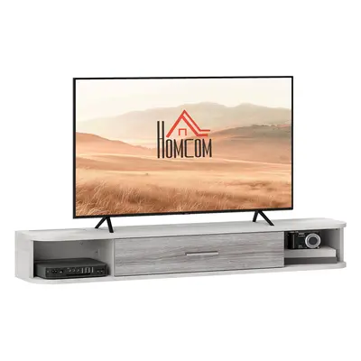 HOMCOM Mobilier TV Suspendat cu Rafturi Deschise și un Dulăpior cu Ușă Rabatabilă, 120x26x16 cm,