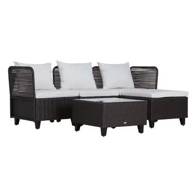 Outsunny Set Mobilier Gradina pentru Exterior cu piese Canapea Masuta Pouf din Ratan Sintetic 65