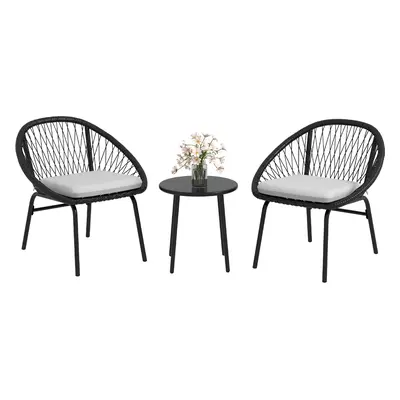 Outsunny Set Bistro pentru Terasa din Piese, Set cu Perne Moi pentru Sezut, Set de Mobilier din 