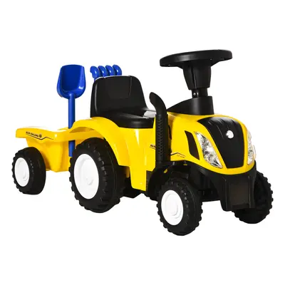 Tractor pentru Copii Luni HOMCOM, Prevazut cu Loc cu Remorca, Grebla si Lopata, Joc Educativ, 91