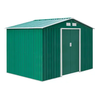 Casuta Pentru Unelte de Gradina Outsunny, Lamiera si Fier Verde 277x191x192cm | Aosom Romania