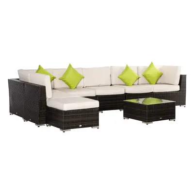 Outsunny Set Mobilier pentru Grădină Piese, Canapea, Masă de Exterior, Perne Detașabile și Lavab