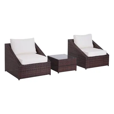 Outsunny Set Mobilier de Gradina din PE Ratan cu Masuta si Fotolii, 50x50x32cm Maro | Aosom Roma