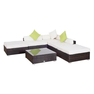 Outsunny Set Mobilier de Grădină Piese din Ratan Sintetic Maro 80x80x50cm | Aosom Romania