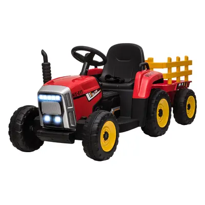 HOMCOM Tractor Electric pentru Copii cu Remorcă Detașabilă, Telecomandă și Lumini, pentru Copii 