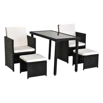 Set Mobila de Gradina Rattan Buc Outsunny, cu Perne Combinate Rectangulare, Negru | Aosom Romani