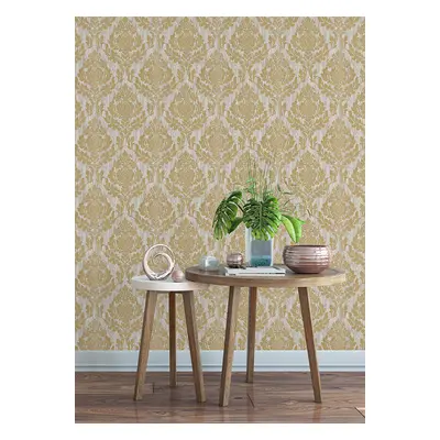 Tapet Faversham, Natural Gold Luxury Flock, 1838 Wallcoverings, 5.3mp / rola