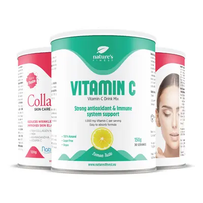 Îngrijirea Pielii cu Colagen 1+1 + Vitamina C | Supliment de Colagen Marin | Pulbere de Peptide 