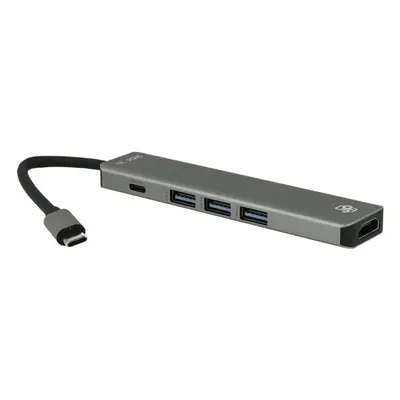 JP Hub 5in1, USB-C la HDMI / 3x USB 3.0 / USB-C PD, gri